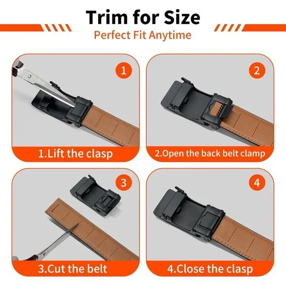 Mens Belt 2 Pack, Leather Ratchet Belt Easy Click Slide for Gift Men Dress  and C